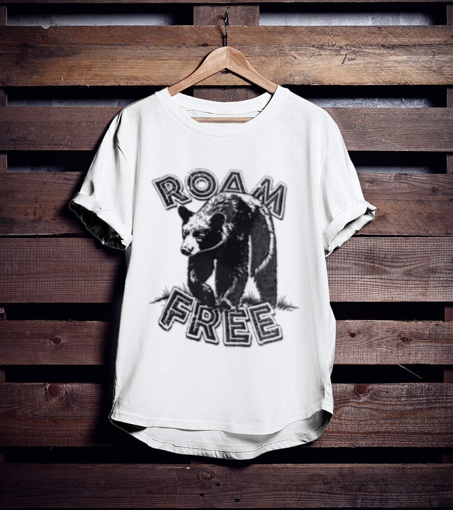 Roam Free Black Bear Distressed Walking Grass T-Shirt