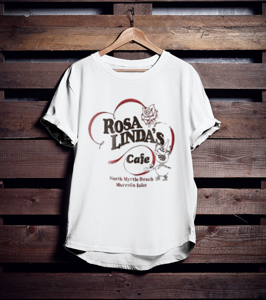 Rosa Linda's Cafe North Myrtle Beach Murrells Inlet Macho Nacho Man Rose Cartoon T-Shirt