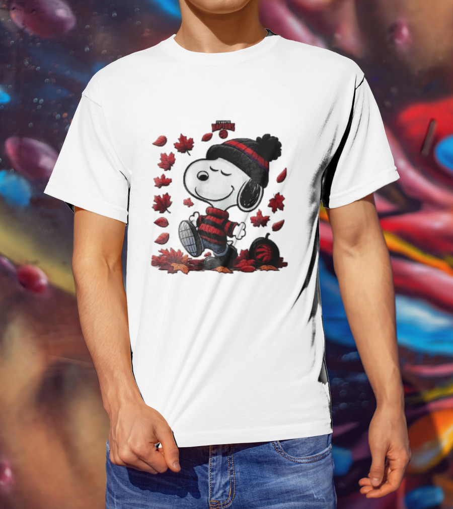 Toronto Raptors Snoopy Autumn Maple Leaves Pumpkin Walking T-Shirt