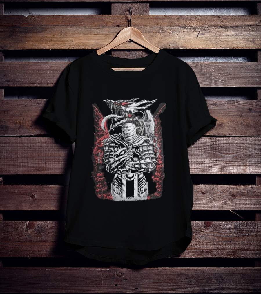 Bandaged Knight Sword Dragon Red Grunge T-Shirt
