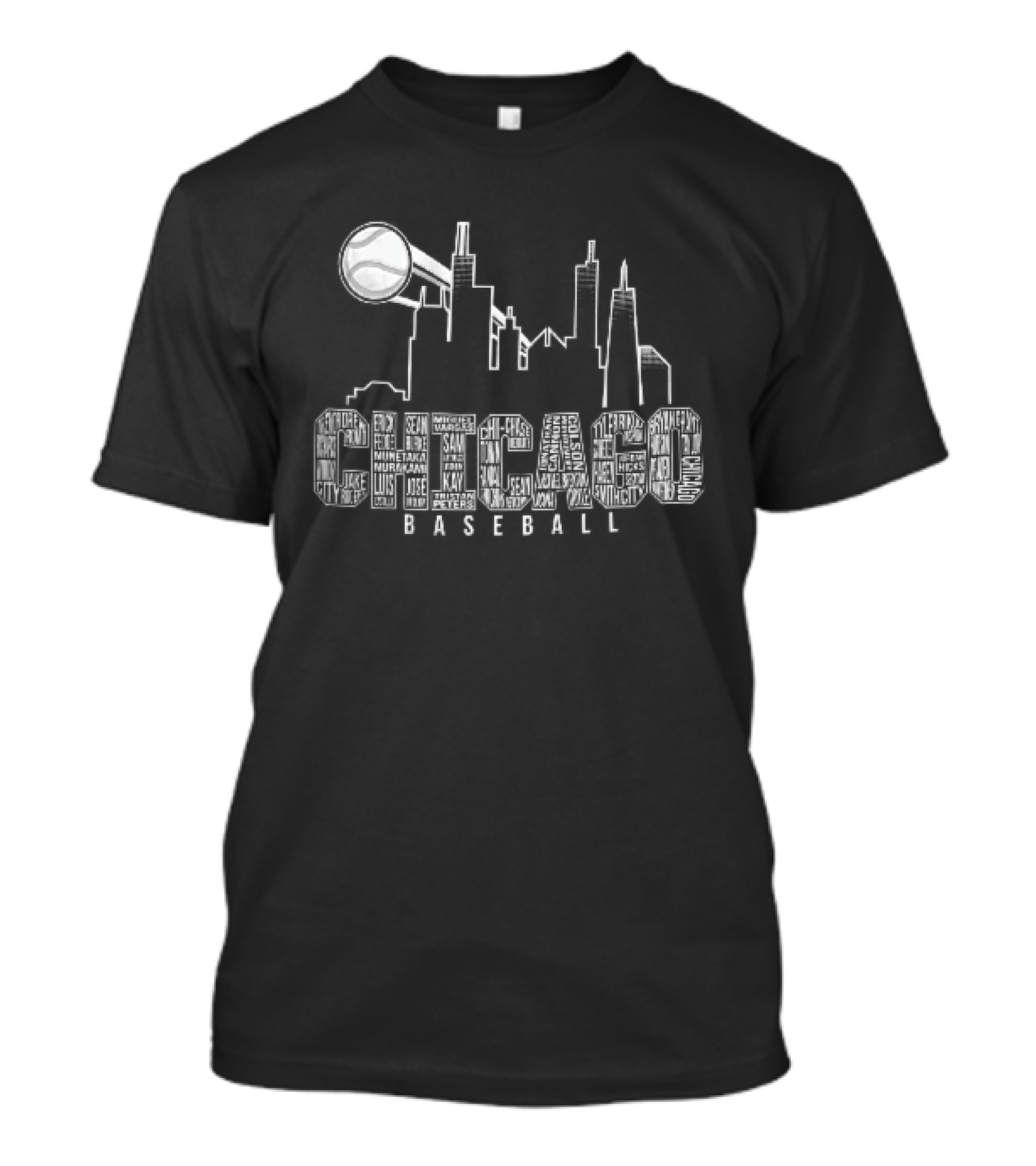 Chicago Skyline Baseball Windy City Searchlight T-Shirt