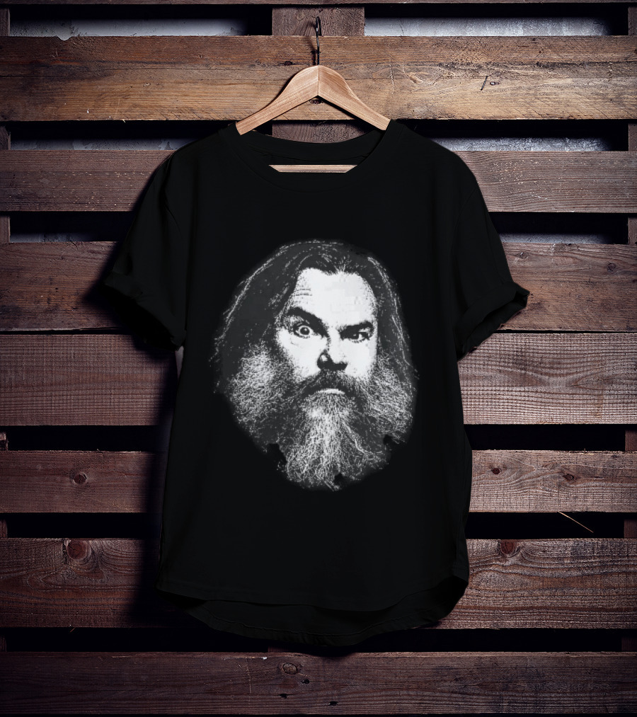 Jack Black High Contrast Monochromatic Stencil Beard Wide Eye Expression T-Shirt