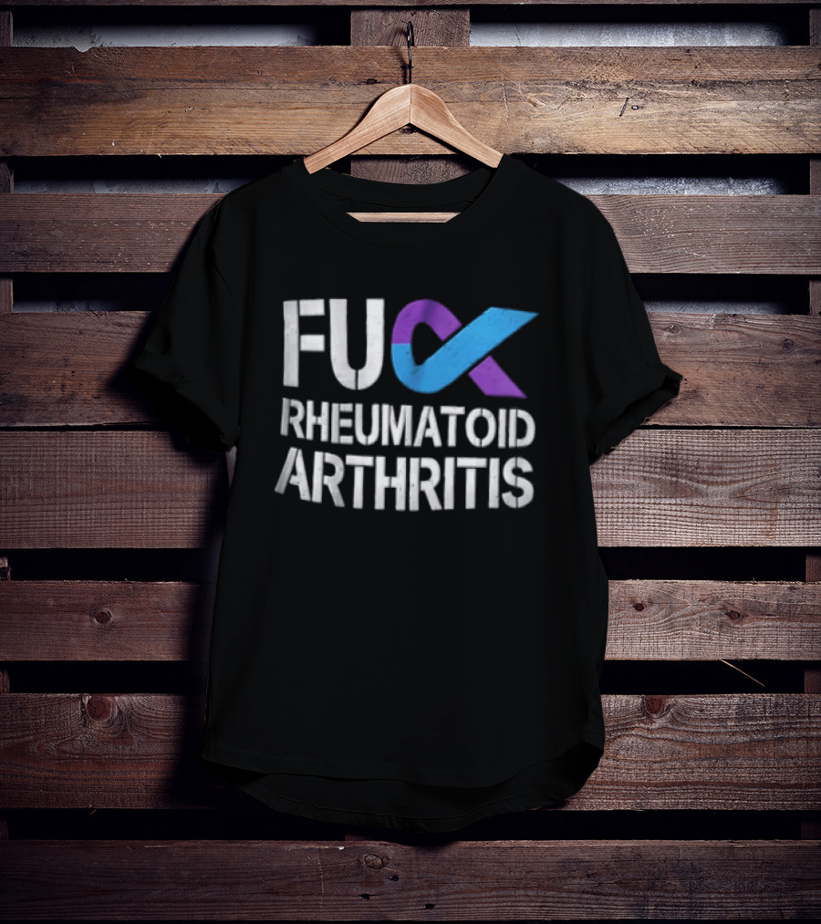 Fuck Rheumatoid Arthritis Purple Blue Awareness Ribbon T-Shirt