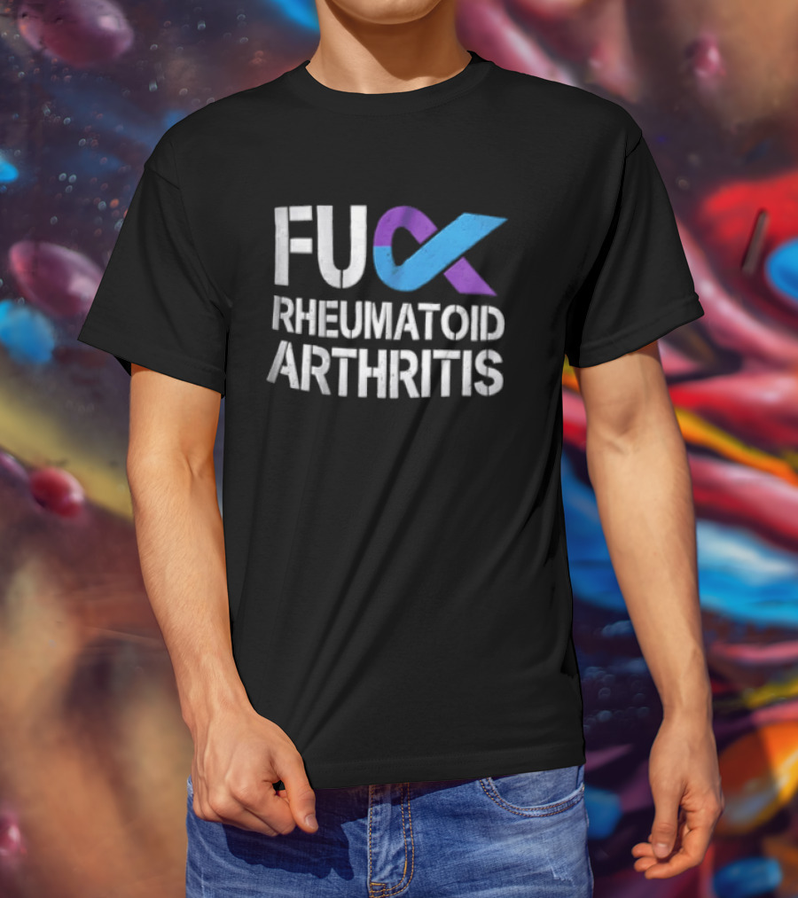 Fuck Rheumatoid Arthritis Purple Blue Awareness Ribbon T-Shirt