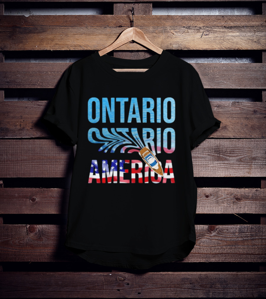 Lake Ontario To America Boat Journey With American Flag T-Shirt