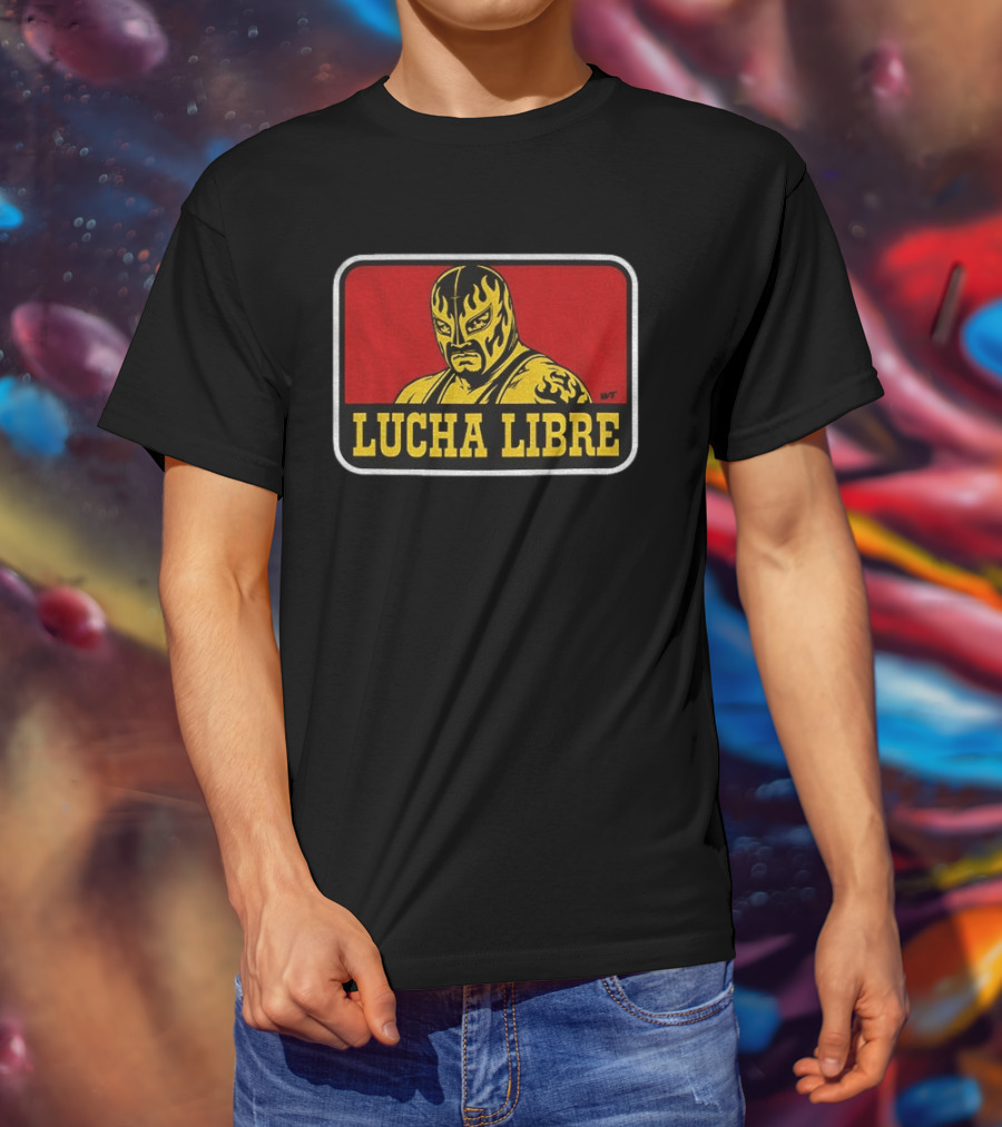 Lucha Libre Masked Wrestler Flames Tattoo Art Mexican Culture T-Shirt