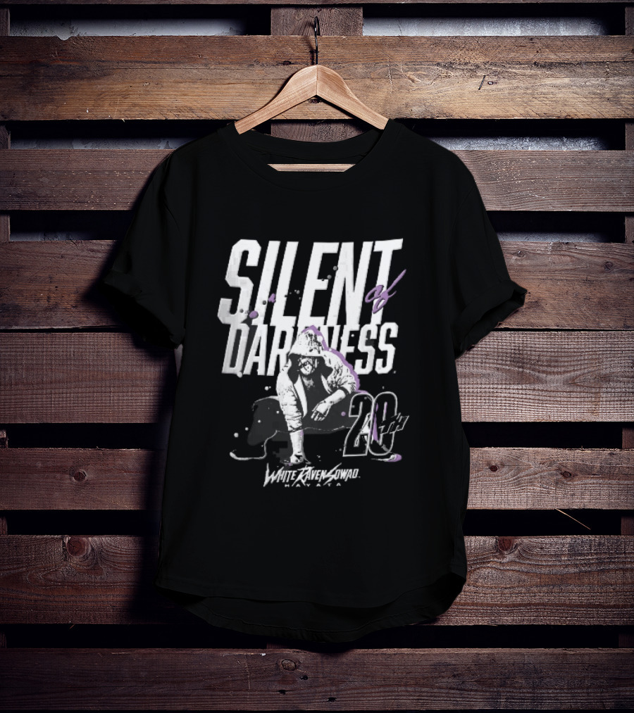 Silent Of Darkness White Raven 20th Masked Hooded Wrestler Halftone T-Shirt