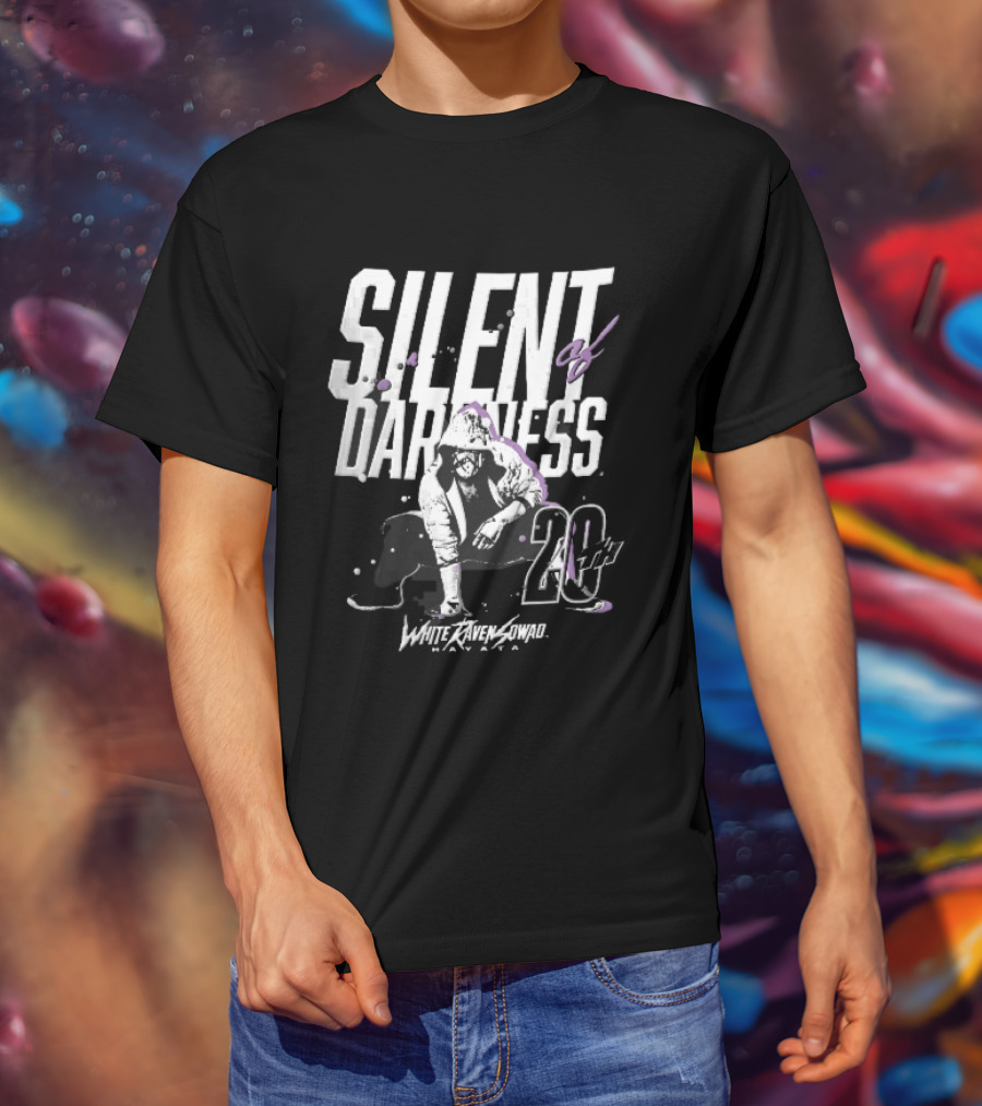 Silent Of Darkness White Raven 20th Masked Hooded Wrestler Halftone T-Shirt