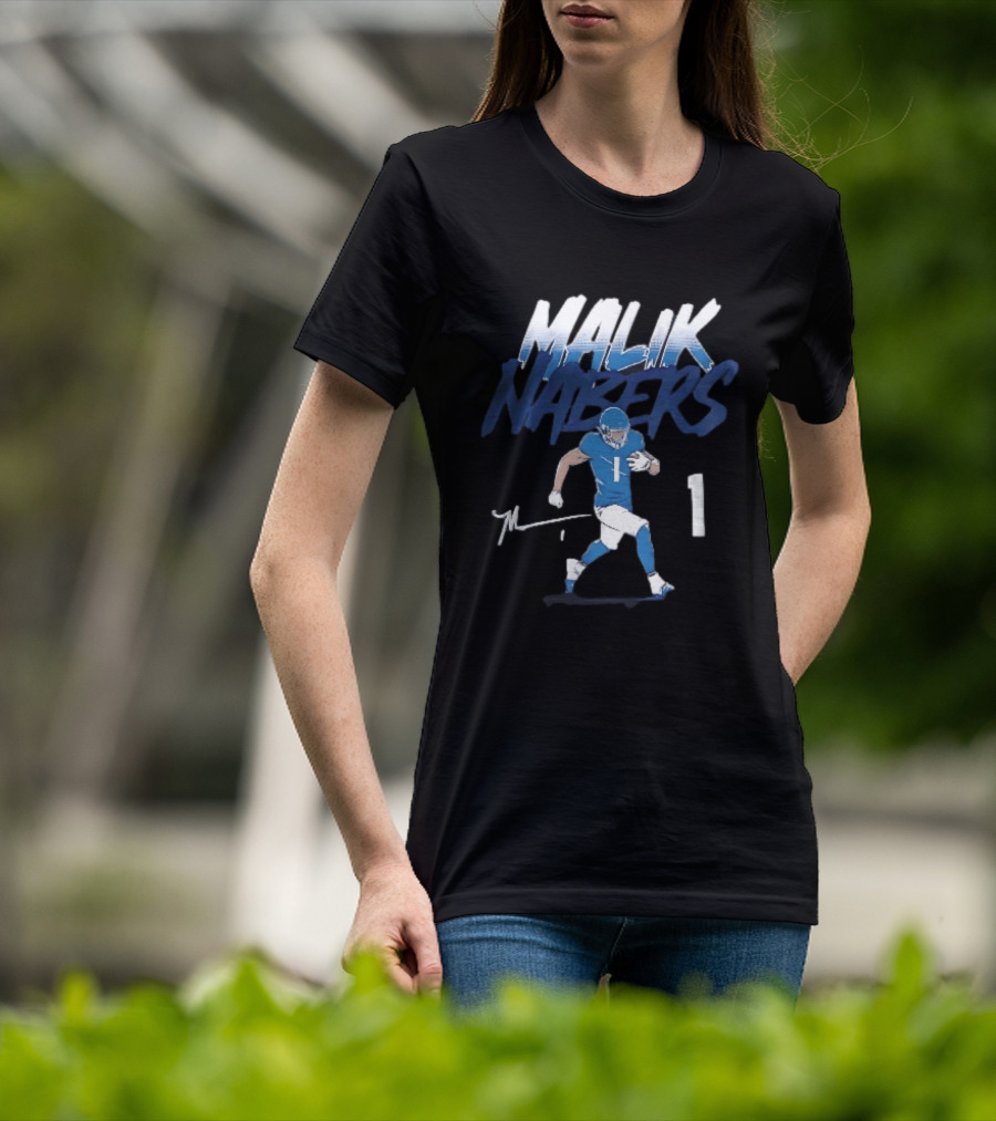 Malik Nabers Blue Jersey Number 1 Football Player T-Shirt