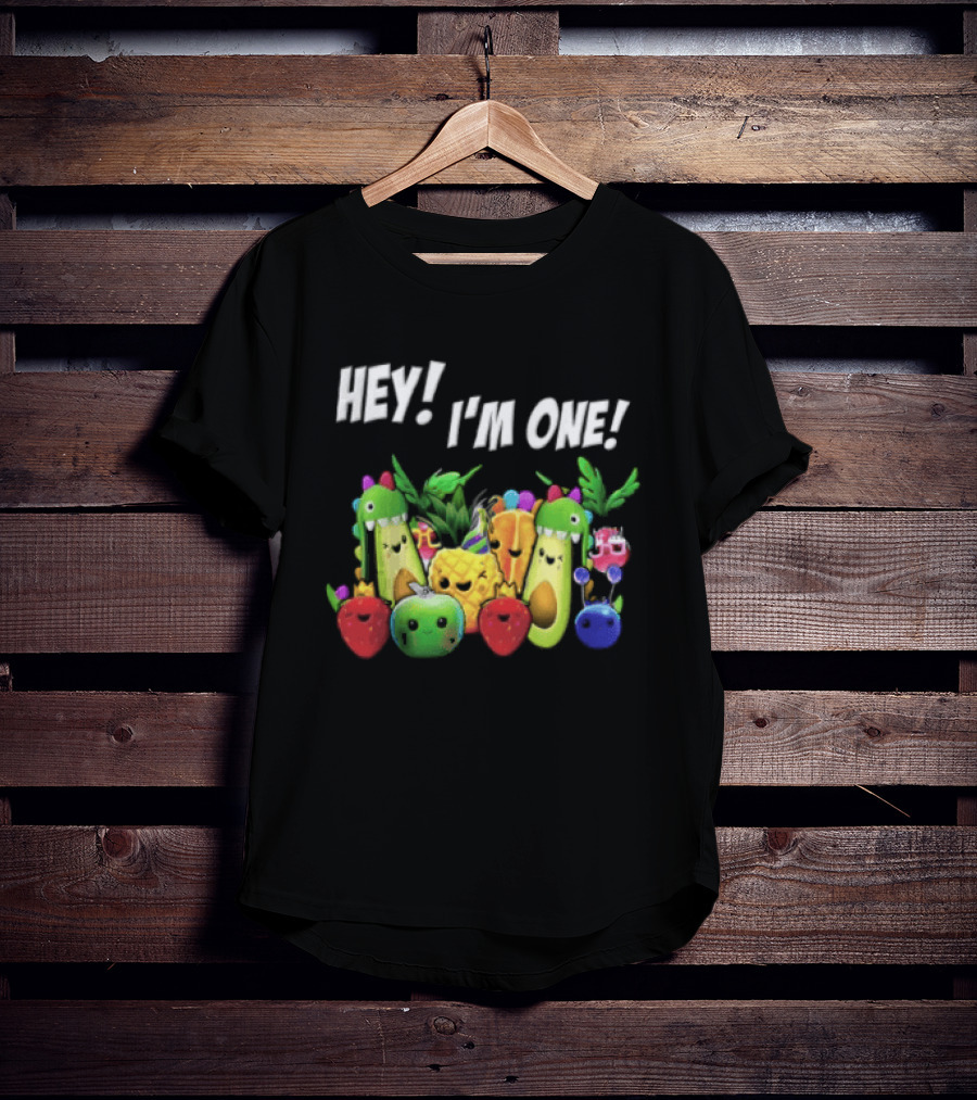Hey Im One Birthday Cartoon Avocado Pineapple Fruits T-Shirt