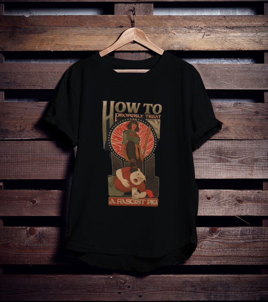 How To Properly Treat A Fascist Pig Antifa Baseball Bat Red Cap T-Shirt