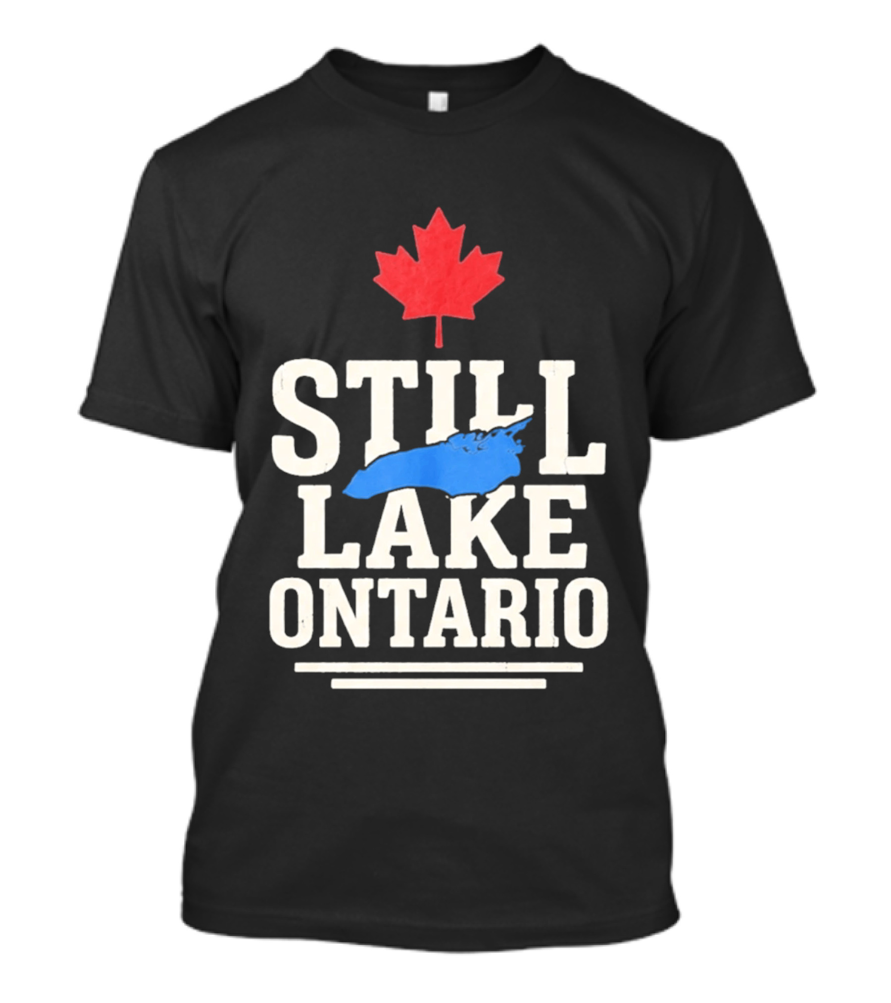 Still Lake Ontario Canada Map 2026 Red Maple Leaf T-Shirt