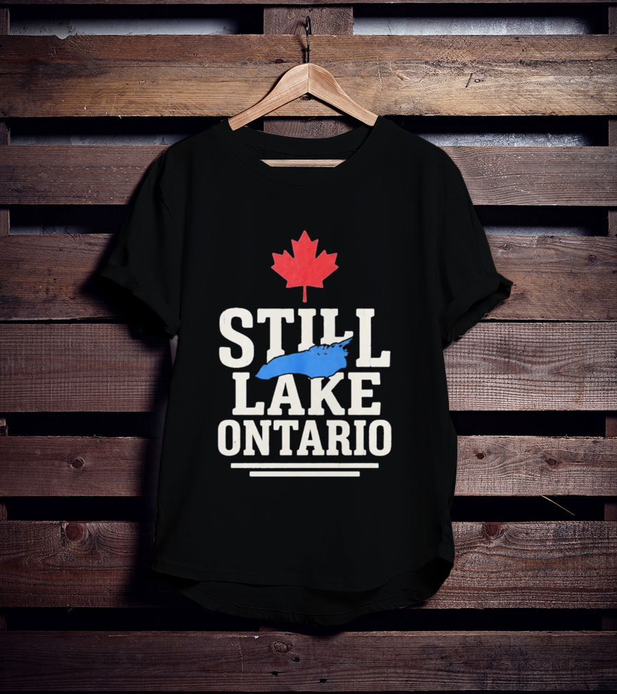 Still Lake Ontario Canada Map 2026 Red Maple Leaf T-Shirt