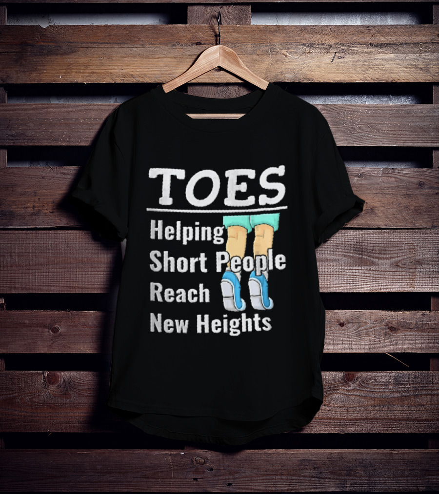 Toes Helping Short People Reach New Heights Tiptoe Cartoon Legs Blue Shoes T-Shirt