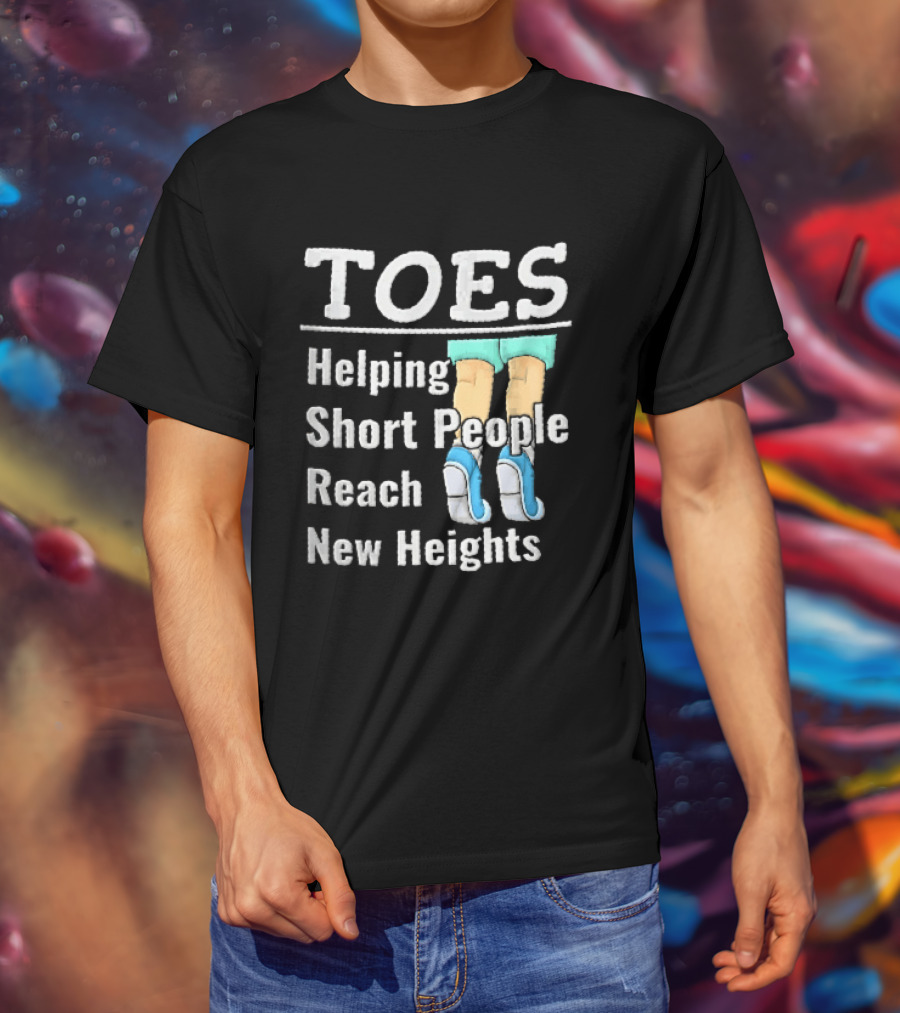 Toes Helping Short People Reach New Heights Tiptoe Cartoon Legs Blue Shoes T-Shirt