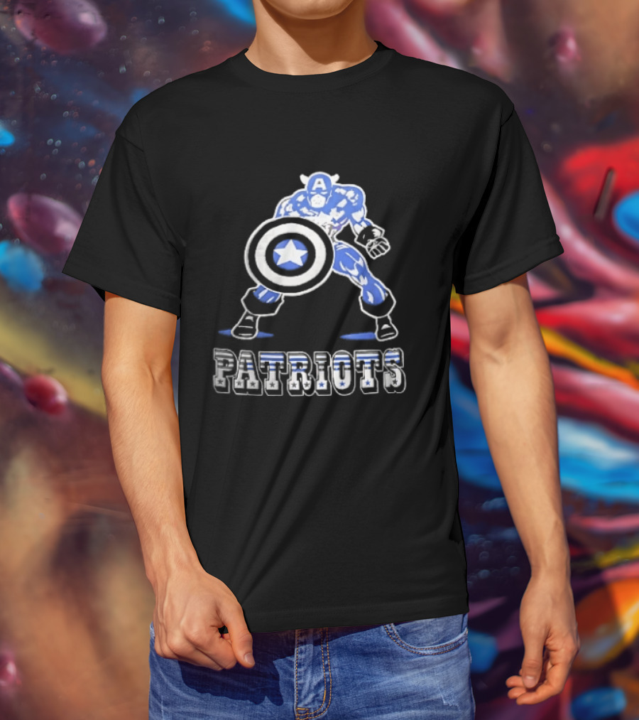 Patriots Stars And Stripes Captain Crouch Holding Shield T-Shirt