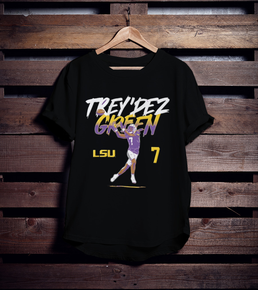 Trey'Dez Green No 7 LSU Tigers Football Catching Action T-Shirt