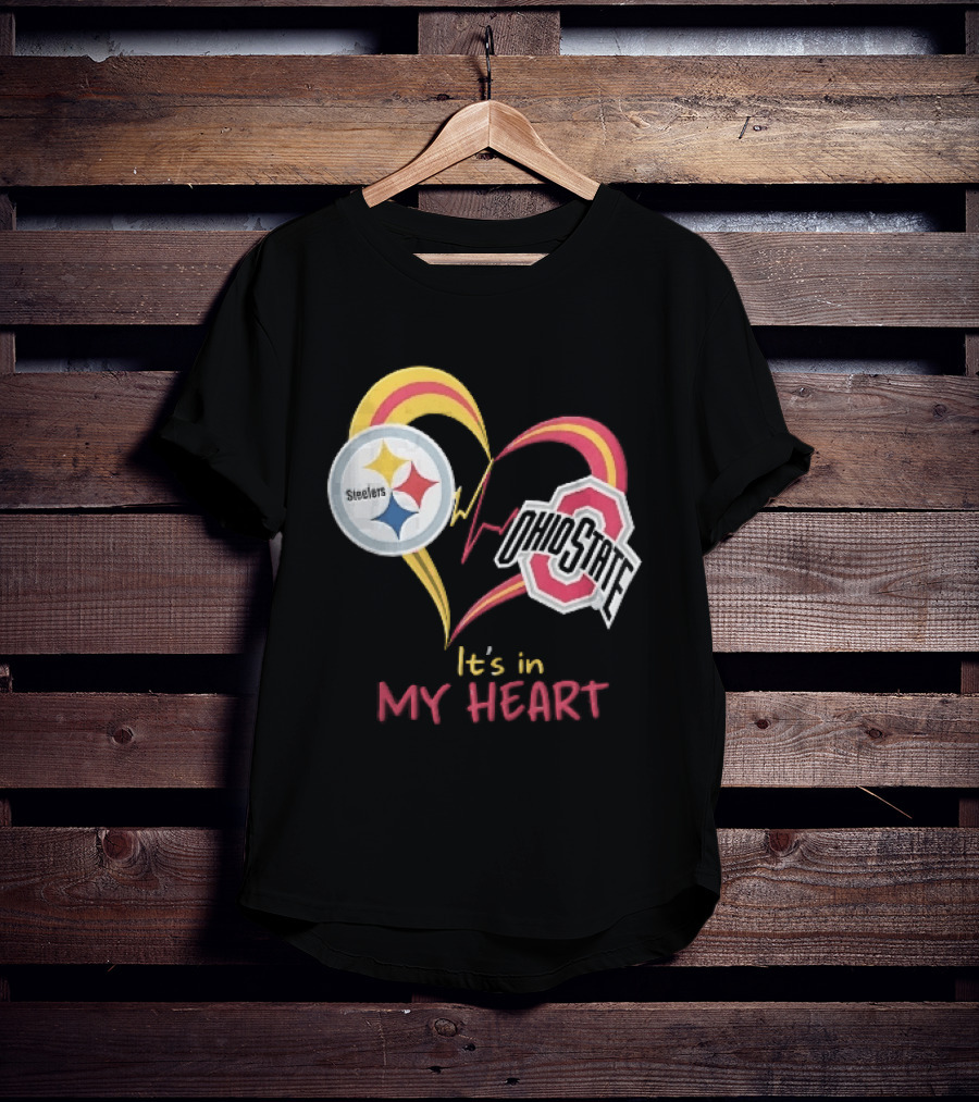 Pittsburgh Steelers Ohio State Buckeyes It's In My Heart EKG Pulse Line T-Shirt