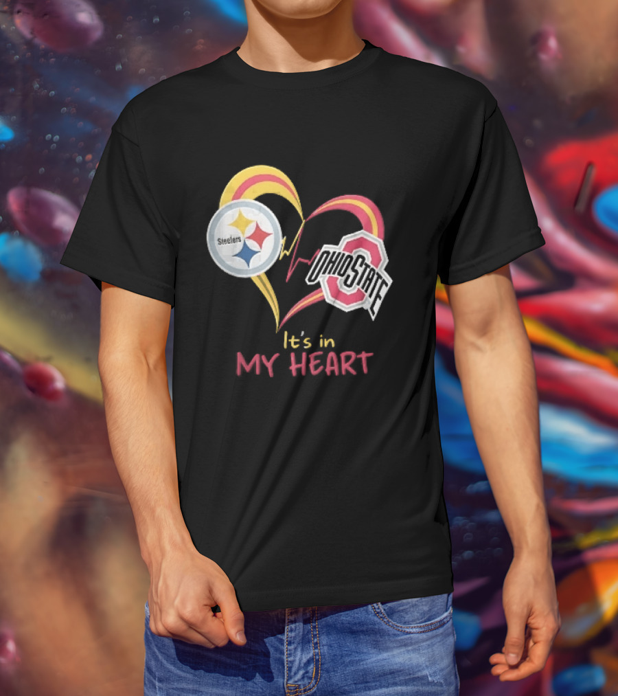 Pittsburgh Steelers Ohio State Buckeyes It's In My Heart EKG Pulse Line T-Shirt