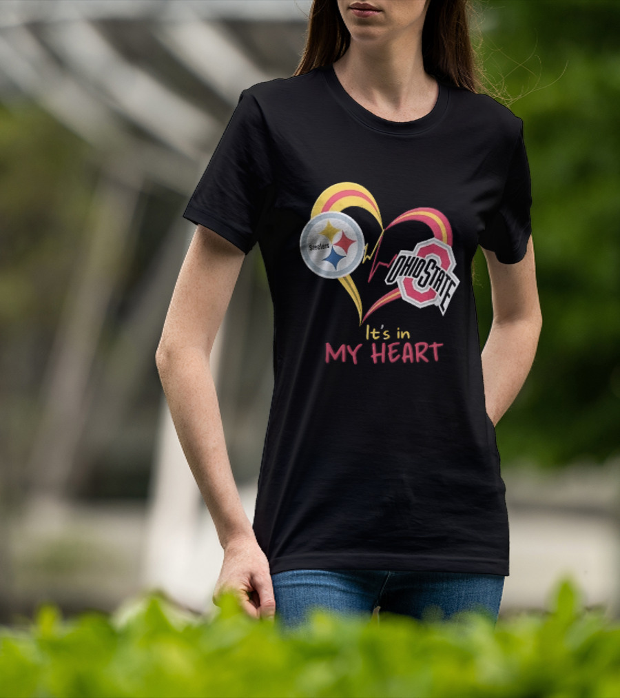 Pittsburgh Steelers Ohio State Buckeyes It's In My Heart EKG Pulse Line T-Shirt
