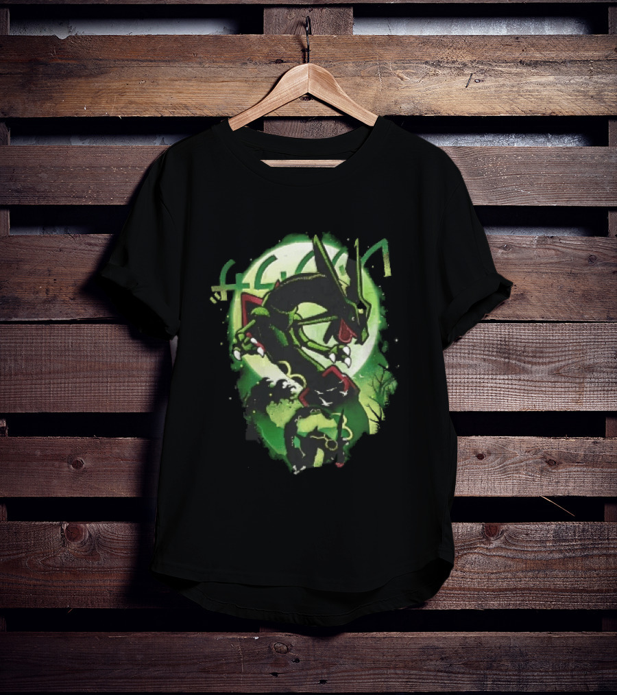 Rayquaza Umbreon Full Moon Forest Green Glow Pokemon T-Shirt