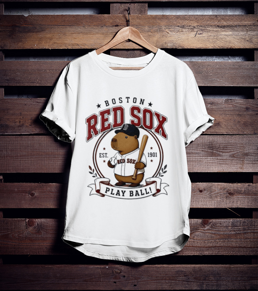 Boston Red Sox Capybara Play Ball Est 1901 Baseball MLB T-Shirt