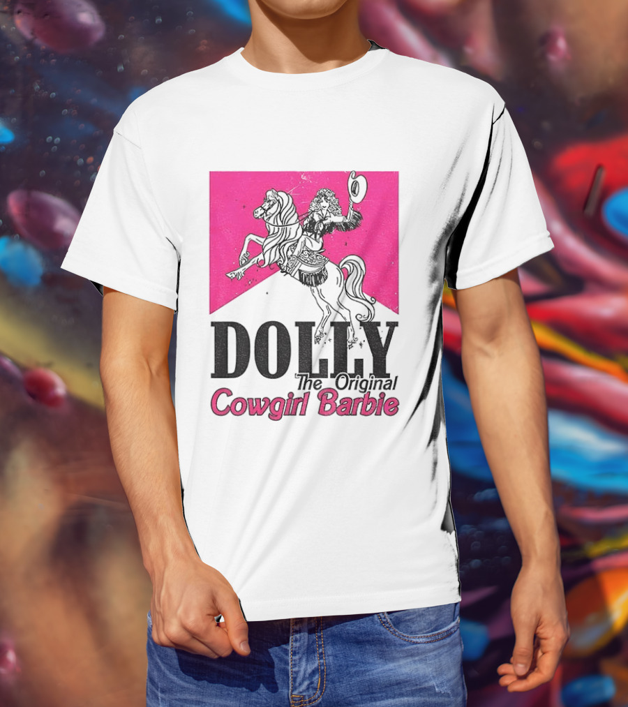 Dolly The Original Cowgirl Barbie Pink Riding Horse T-Shirt