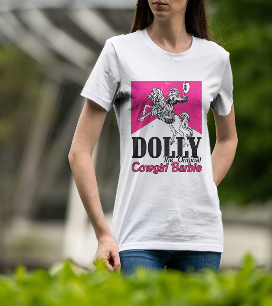 Dolly The Original Cowgirl Barbie Pink Riding Horse T-Shirt