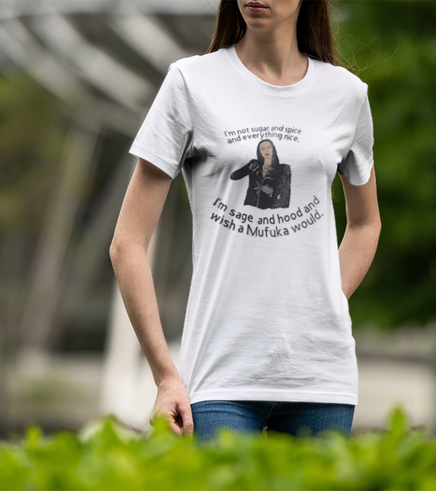 Im Not Sugar And Spice Everything Nice Wish A Mufuka Would Morticia Addams Cutting Rose Stem Line T-Shirt