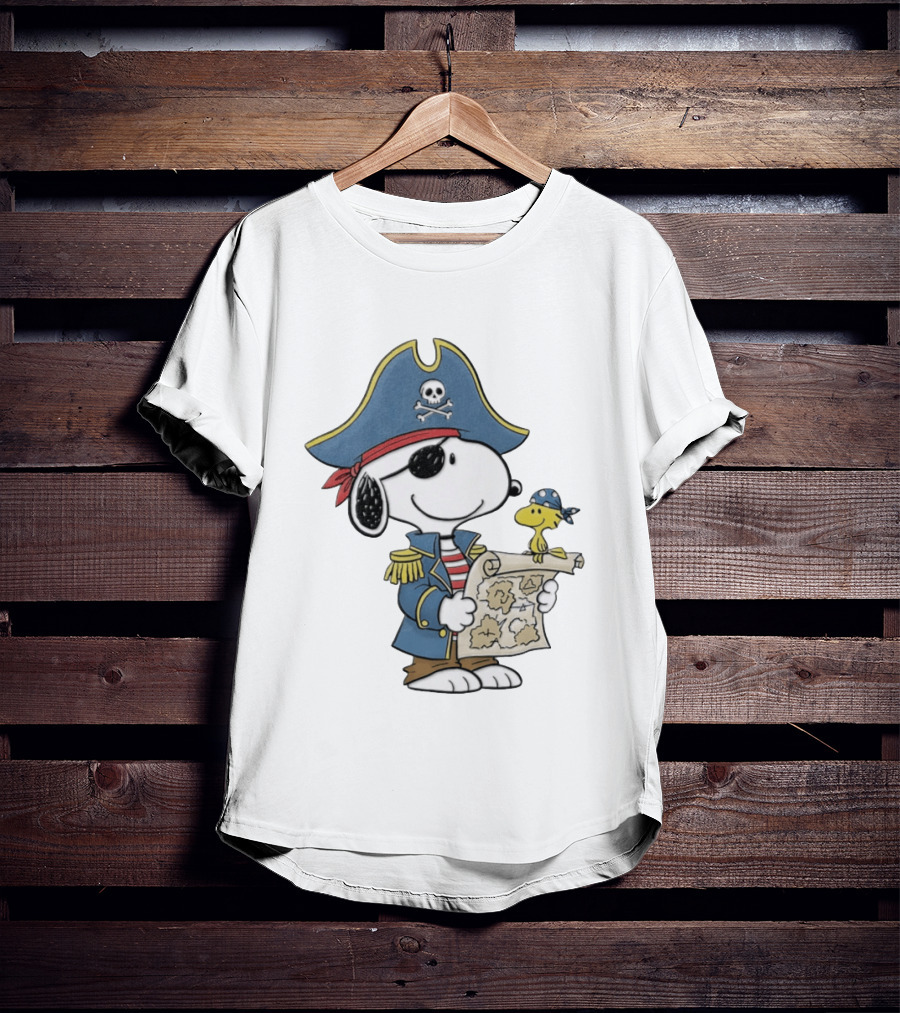 Snoopy Pirate Adventure With Treasure Map And Woodstock T-Shirt