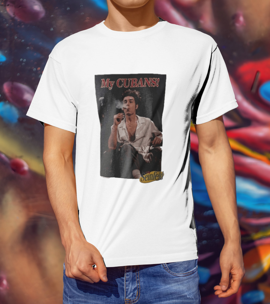 Seinfeld My Cubans Cosmo Kramer Smoking Cigar In Leather Chair T-Shirt