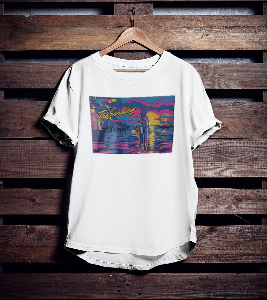 The Sending Yuna Final Fantasy X Synthwave Neon Sunset Ocean Scene T-Shirt