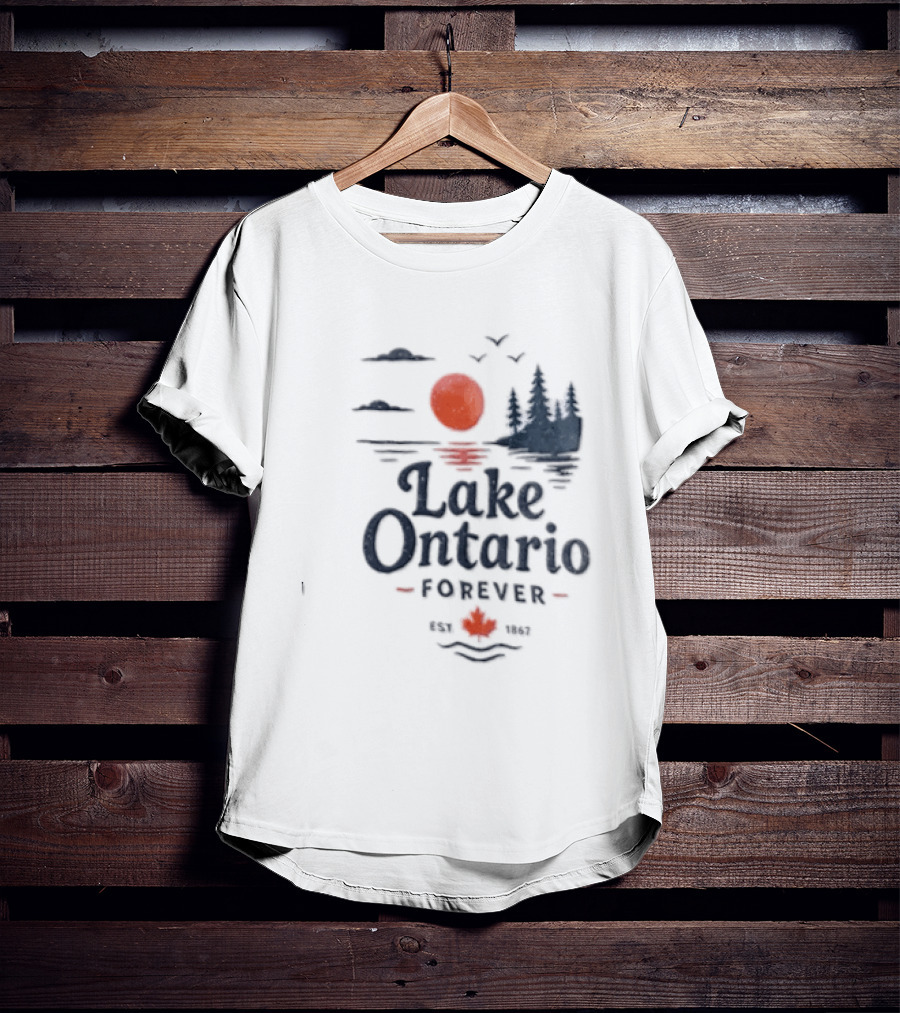 Lake Ontario Forever Est 1615 Sunset Pines Water Landscape T-Shirt
