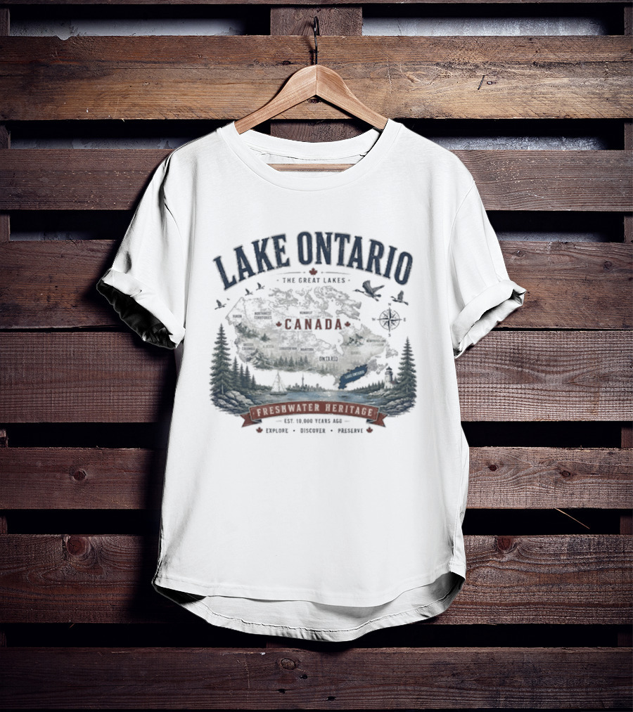 Lake Ontario Canada Freshwater Heritage Great Lakes Exploration T-Shirt