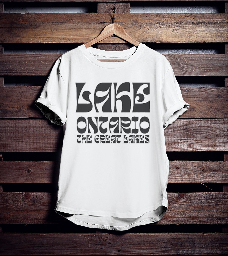 Lake Ontario The Great Lakes Retro Psychedelic Font T-Shirt