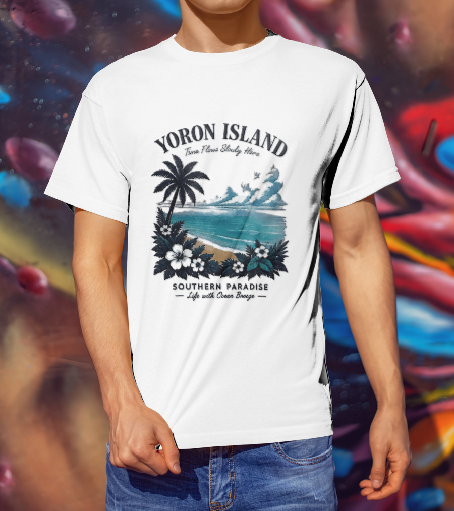 Yoron Island Southern Paradise Ocean Breeze Palm Tree Beach Hibiscus T-Shirt