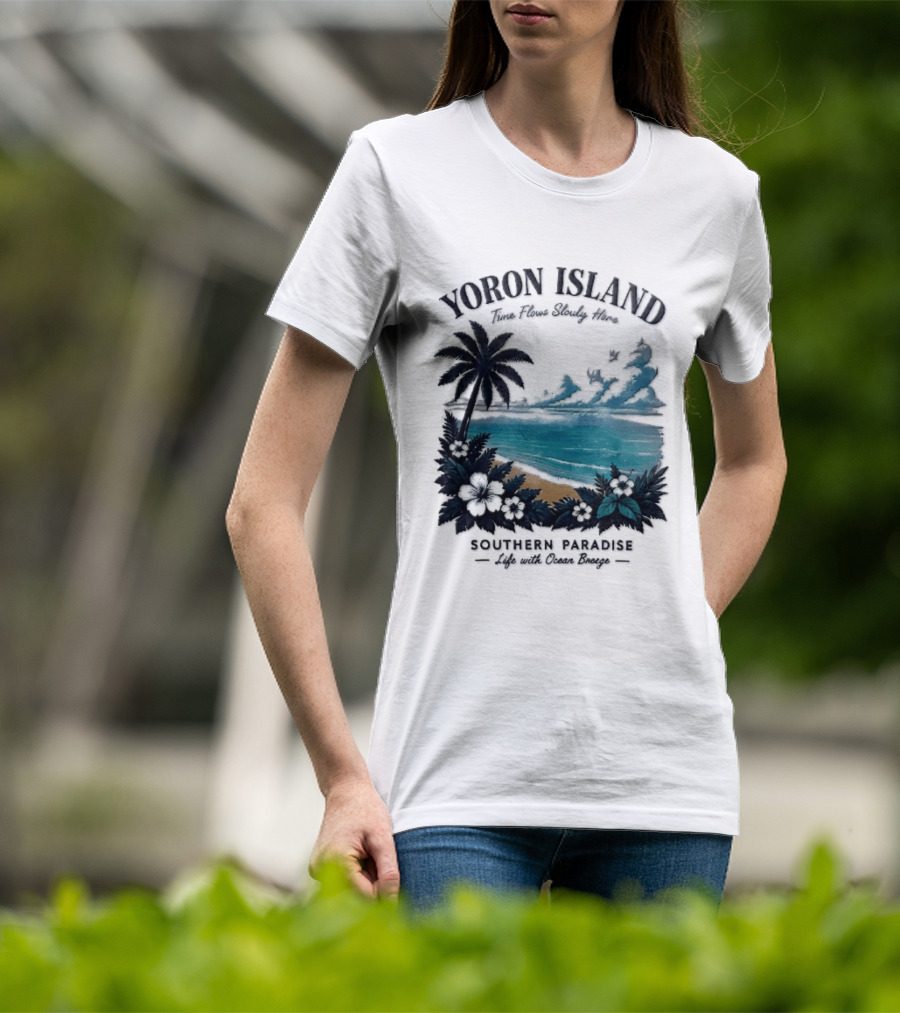 Yoron Island Southern Paradise Ocean Breeze Palm Tree Beach Hibiscus T-Shirt