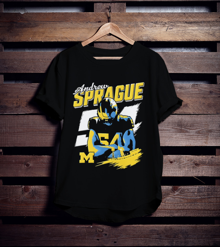 Andrew Sprague No 54 Michigan Wolverines Football M Helmet T-Shirt