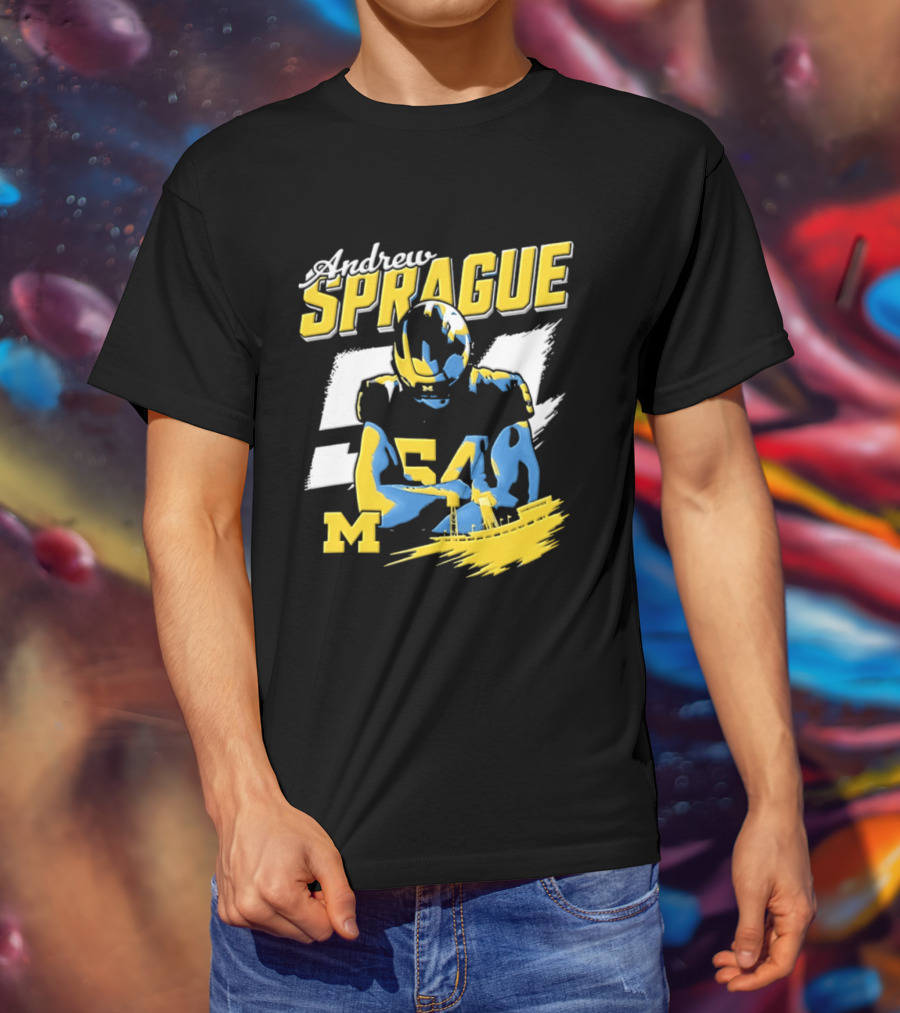 Andrew Sprague No 54 Michigan Wolverines Football M Helmet T-Shirt
