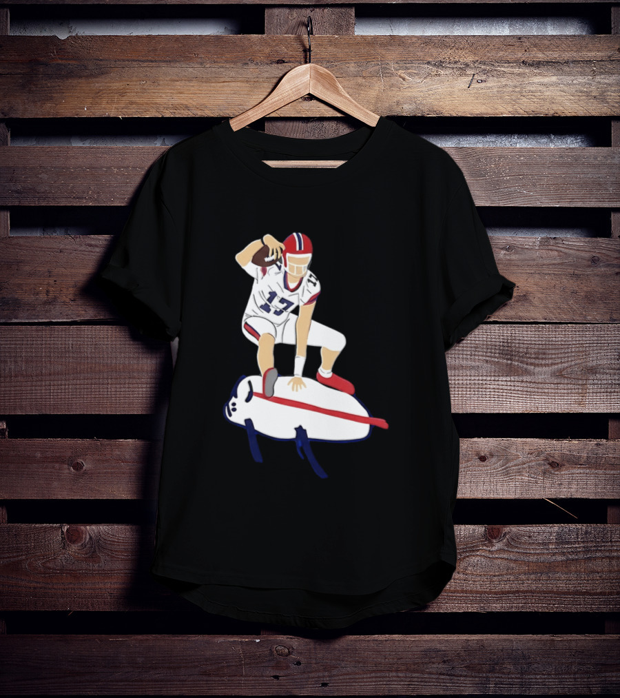 Josh Allen 17 Buffalo Football Skateboard Player Action T-Shirt