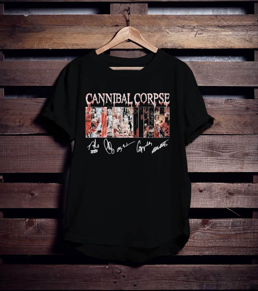 Cannibal Corpse Album Collage With Band Member Signatures T-Shirt