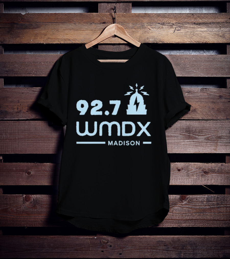 92.7 WMDX Madison Radio Station Civic Media Capitol Dome Lightning T-Shirt