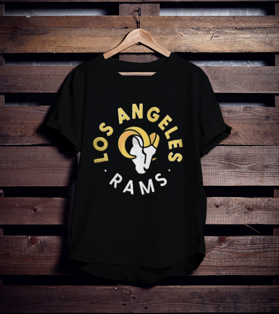 Los Angeles Rams Vintage Spiral Text And Ram Head T-Shirt