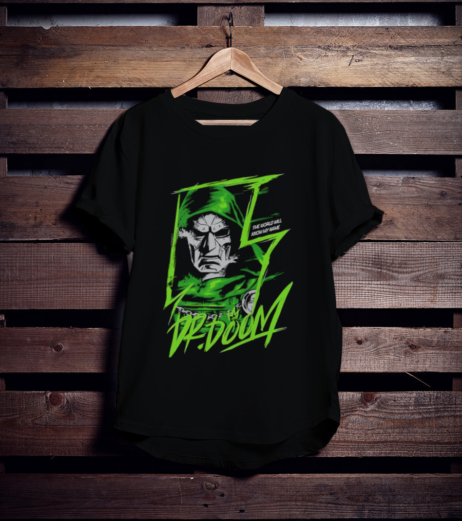 Masked Rebellion Dr Doom Comic Style Green T-Shirt