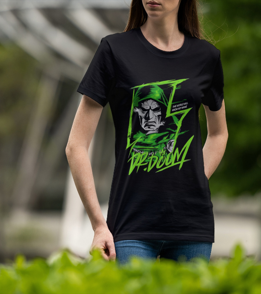 Masked Rebellion Dr Doom Comic Style Green T-Shirt