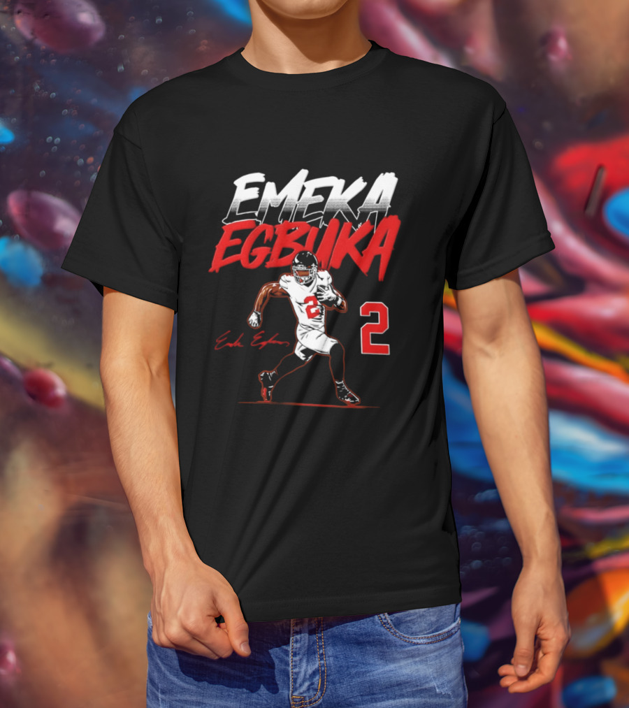 Emeka Egbuka Number 2 Tampa Bay Buccaneers Player Pose T-Shirt