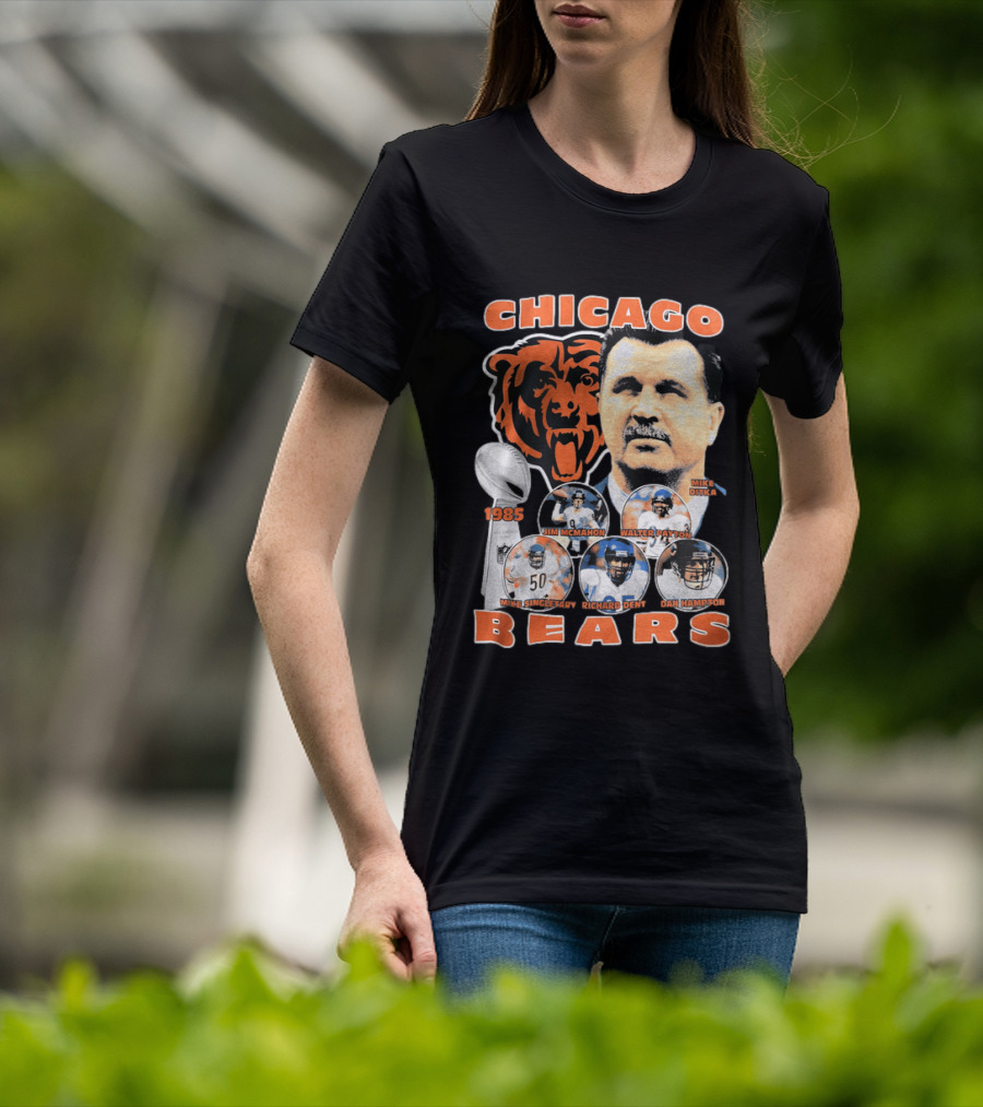 Chicago Bears 1985 Mike Ditka Jim McMahon Walter Payton Mike Singletary Richard Dent Dan Hampton T-Shirt