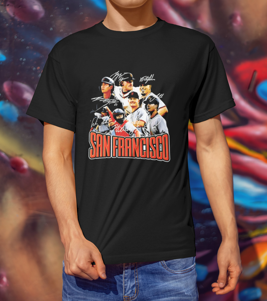 San Francisco Patrick Bailey Jung Hoo Lee Players Collage With Facsimile Signatures T-Shirt