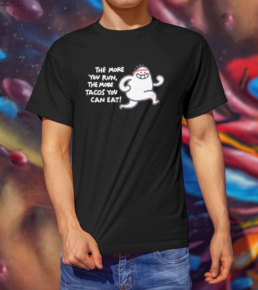 The More You Run The More Tacos You Can Eat Running Character Red Headband T-Shirt