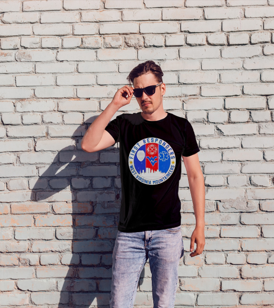 West Virginia Mountaineers First Responders Police Fire Department EMS Skyline T-Shirt
